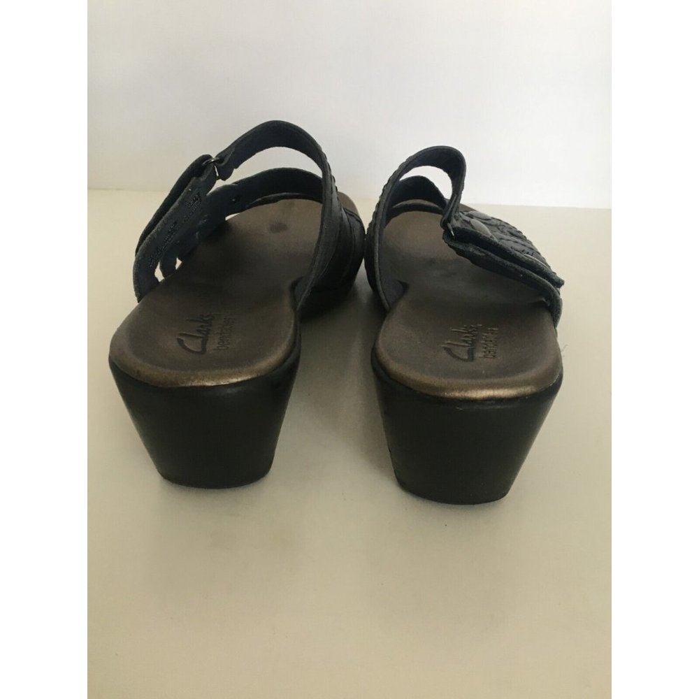 Clarks Bendables Sandals Ella Fusion Blue Shoes Slide On Wedge Heel  Womens 6 M - Picture 4 of 8